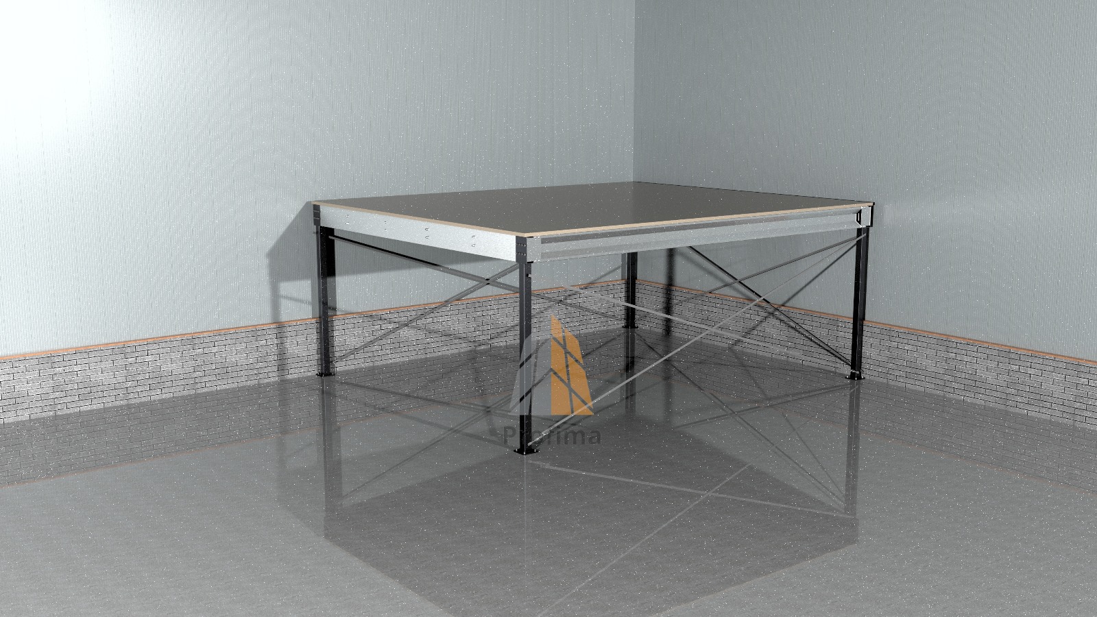 Lagerbühne gebraucht mit Geländer und Treppe